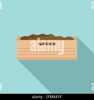 Icona scatola di legno fertilizzante, stile piatto Illustrazione Vettoriale
