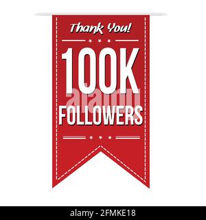 100.000 follower, festa dei banner sui social media su sfondo bianco, illustrazione vettoriale Illustrazione Vettoriale