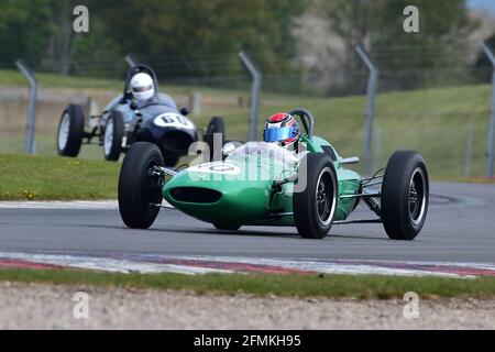 Stephan Jostl, Lotus Climax 24, Historic Grand Prix Cars Association, Pre - '66 Grand Prix Cars, Donington Historic Festival 2021, Donington Park, it Foto Stock