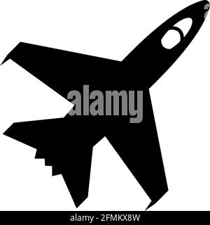 Armato Jet Fighter, aereo da guerra di volo. Illustrazione dell'icona Flat Vector. Semplice simbolo nero su sfondo bianco. Armata Jet Fighter, aereo da guerra di volo segno Illustrazione Vettoriale
