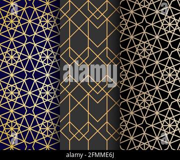 Set di pattern arabici senza giunture. Ornamenti astratti islamici. Vettore. Illustrazione Vettoriale