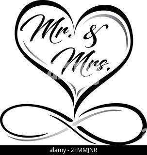 Il Sig. E la Sig.ra Wedding Logo con Infinity Symbol Foto Stock