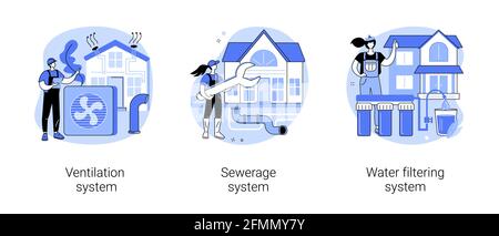 Illustrazioni vettoriali astratte del concetto del sistema di trattamento domestico. Illustrazione Vettoriale