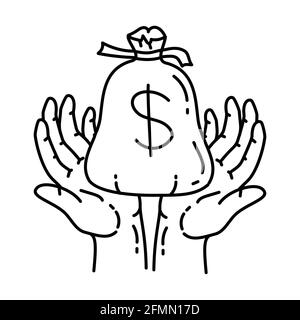 Income Activity Finance Hand Drawed Icon Set Vector. Illustrazione Vettoriale