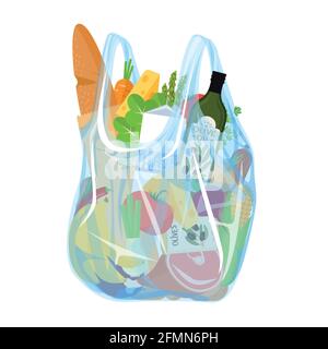Drogheria in una borsa di plastica. Illustrazione Vettoriale
