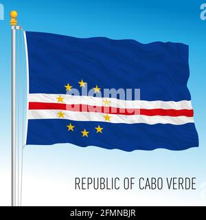 Bandiera nazionale ufficiale della Repubblica del Capo Verde, paese africano, illustrazione vettoriale Illustrazione Vettoriale