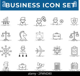 Semplice set di icone della linea vettoriale correlate alle persone d'affari. Contiene icone come collaborazione, luogo di lavoro, comunicazione aziendale, team e altro ancora. Edita Illustrazione Vettoriale