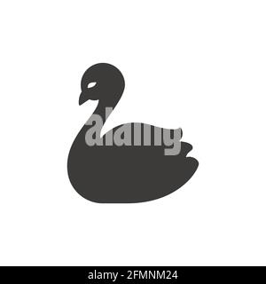 Icona vettore silhouette Swan. Simbolo glifo nero. Illustrazione Vettoriale