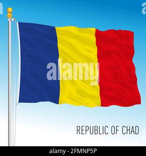Bandiera nazionale ufficiale del Ciad, paese africano, illustrazione vettoriale Illustrazione Vettoriale