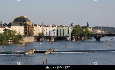 Praga, Repubblica Ceca, Giugno 2009: Paesaggio del ponte della Legione. Foto Stock