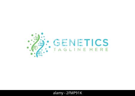 Modello logo DNA Helix. Progettazione vettoriale genetica. Biologico. Illustrazione Vettoriale
