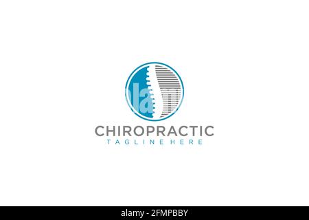 Design del logo chiropratico. Modello logo dorso. Icona spinale. Icona Backbone. Illustrazione Vettoriale