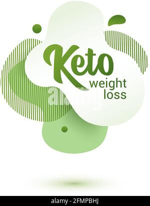 Badge Keto Fendly. Design ameba verde di adesivo per keto dieta menu, poster, volantino. Illustrazione Vettoriale