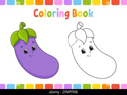 Libro da colorare per bambini. Personaggio cartoon. Illustrazione vettoriale. Pagina fantasy per bambini. Profilo a contorno nero. Isolato su sfondo bianco. Illustrazione Vettoriale