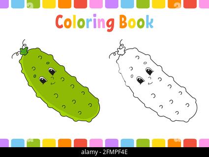 Libro da colorare per bambini. Personaggio cartoon. Illustrazione vettoriale. Pagina fantasy per bambini. Profilo a contorno nero. Isolato su sfondo bianco. Illustrazione Vettoriale