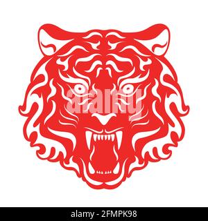 tiger testa ruggente Vector illustrazione di una testa tigre. Illustrazione Vettoriale