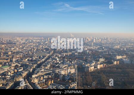 Vista dalla Torre di Montparnasse / Tour Montparnasse, Parigi, Francia. Foto Stock