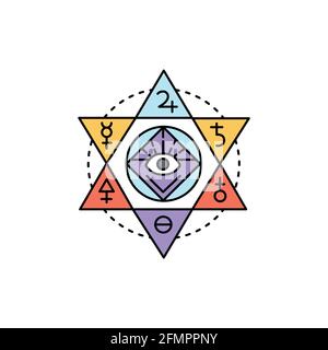 Icona della linea di colore dello spiritualismo. Elemento vettoriale isolato. Pittogramma per pagina web, app mobile, promo Illustrazione Vettoriale