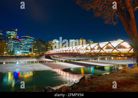 Prince's Island Park di notte a Calgary, Canada Foto Stock