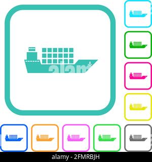 Icone piatte dai colori vivaci con bordi ricurvi su bianco sfondo Illustrazione Vettoriale