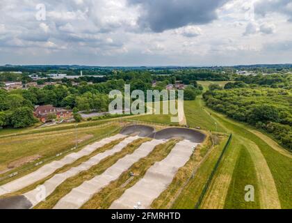 Pista BMX a Redditch, Worcestershire durante il blocco 2020. Foto Stock