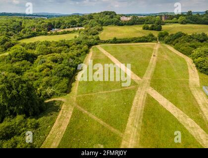 Vista aerea di Ipsley Meadows a Redditch durante il blocco 2020. Foto Stock