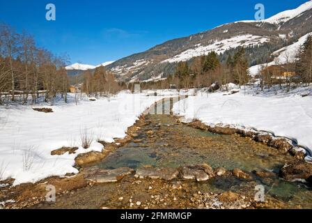 Torrente Fiscalino in Val Fiscalina, Trentino-Alto Adige, Italia Foto Stock