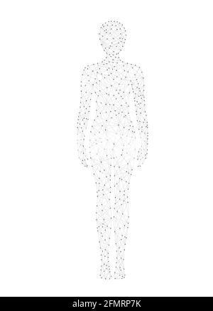 Illustrazione vettoriale a basso reticolo Poly corpo donna. Concetto di medicina, scienza e tecnologia. Illustrazione Vettoriale