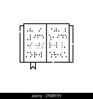 Icona della linea di colore Braille cieca del libro. Disabilità. Elemento vettoriale isolato. Pittogramma per pagina web, app mobile, promo Illustrazione Vettoriale