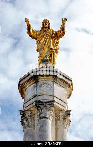 Santuario di Fatima, Portogallo. Monumento sacro cuore di Gesù. Fatima è una delle più importanti località di pellegrinaggio per i cattolici del mondo Foto Stock