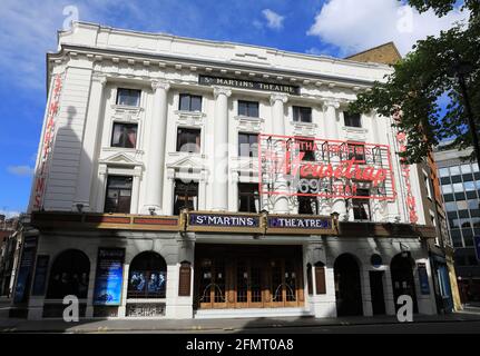 Agatha Christie's The Mousetrap, nel St Martin's Theatre, lo spettacolo più longevo del mondo, ora è il 69° anno, che riaprirà il 17 maggio, Londra UK Foto Stock