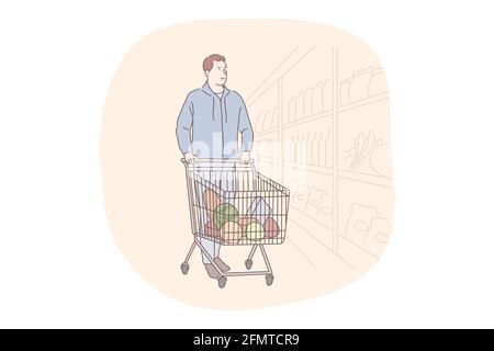 Shopping, supermercato, negozio di alimentari concetto Illustrazione Vettoriale