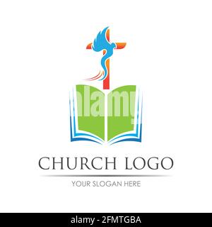 modello grafico vettoriale con logo della chiesa Illustrazione Vettoriale