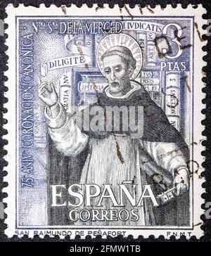 SPAGNA - CIRCA 1963: Un francobollo stampato in spagna mostra San Raimundo de Penafort, circa 1963 Foto Stock