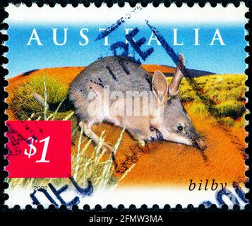 AUSTRALIA - CIRCA 2002: Un francobollo stampato in Australia mostra Greater Bilby, circa 2002 Foto Stock