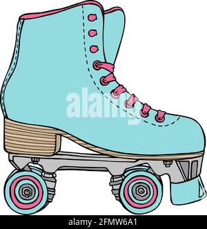 Retro Doodle stile Rollerblade illustrazione in formato vettoriale. Vintage disegno a mano di pattini a rotelle Illustrazione Vettoriale