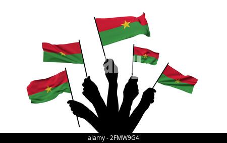 Bandiera nazionale del Burkina faso sventolata. Rendering 3D Foto Stock