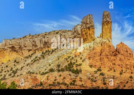 Chimney Rock, Abiquiu, New Mexico, USA Foto Stock