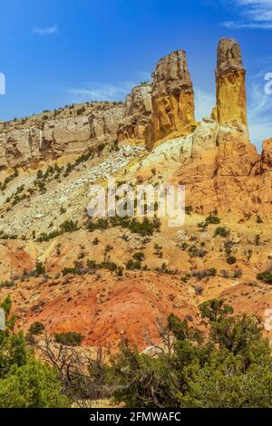 Chimney Rock, Abiquiu, New Mexico, USA Foto Stock