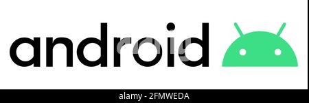 Vinnytsia, Ucraina - 11 maggio 2021: Logotipo Android. Android è un sistema operativo mobile. Illustrazione vettoriale isolata su sfondo bianco Illustrazione Vettoriale