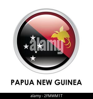 Bandiera rotonda di Papua Nuova Guinea Foto Stock