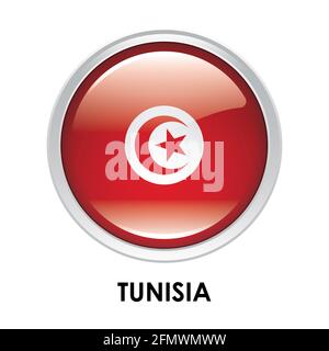 Bandiera rotonda della Tunisia Foto Stock