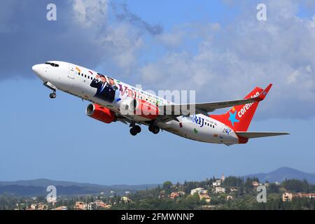 Corfù, Grecia – 13. Settembre 2017: Corendon Airlines Boeing 737 all'aeroporto di Corfù (CFU) in Grecia. Foto Stock