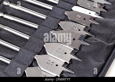 Un set di punte per penna in metallo per legno e metallo. Attrezzatura Foto Stock