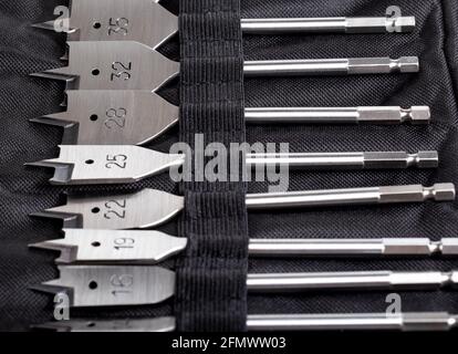 Un set di punte per penna in metallo per legno e metallo. Attrezzatura Foto Stock