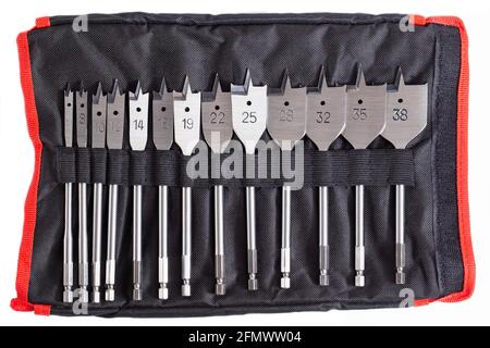 Un set di punte per penna in metallo per legno e metallo. Attrezzatura Foto Stock