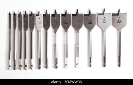 Un set di punte per penna in metallo per legno e metallo. Attrezzatura Foto Stock