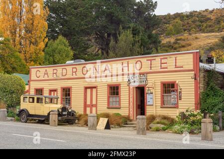 Lo storico Cardrona Hotel nella regione di Otago, Isola del Sud, Nuova Zelanda, fondato nel 1863 Foto Stock