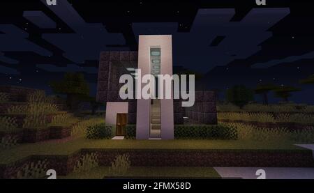 Minecraft Game – Maggio 11 2021: Esempio di design moderno della casa in Minecraft Game illustrazione 3D. Editoriale Foto Stock