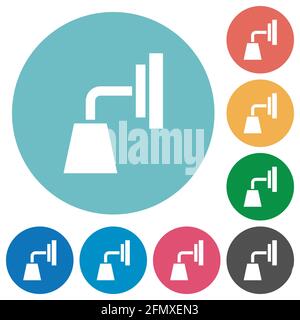 Lampada da parete con icone bianche piatte su sfondi rotondi Illustrazione Vettoriale